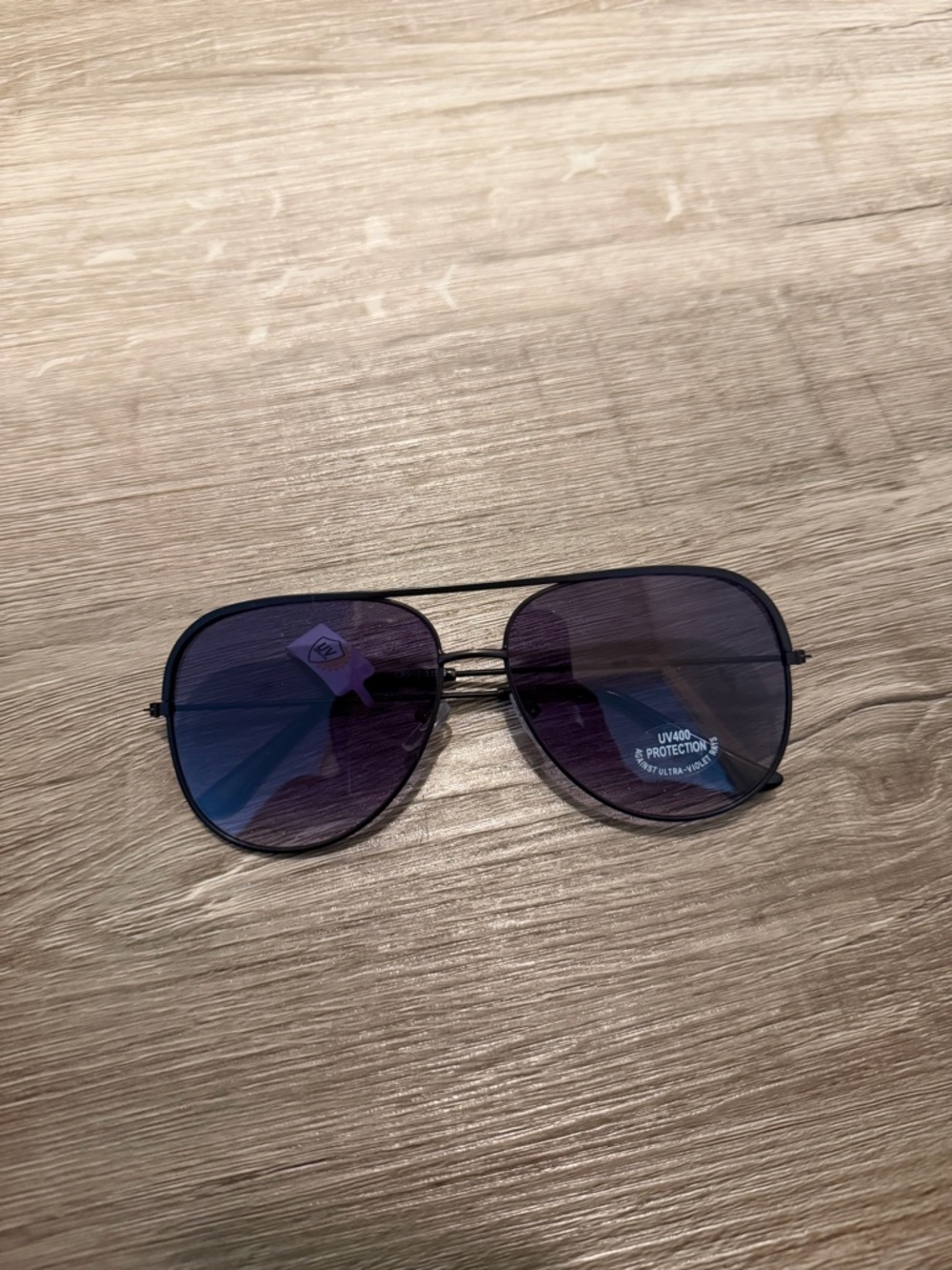 Unisex Aviator-Style Sunglasses with Purple Lenses